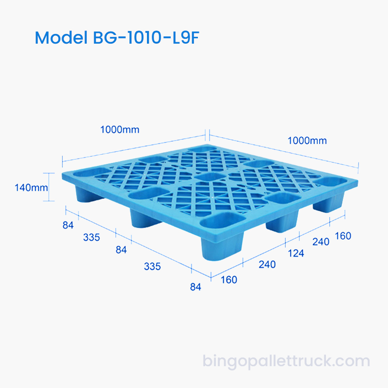 1000x1000 mm-es HDPE könnyű műanyag raklap 4 irányú bemenet targoncához