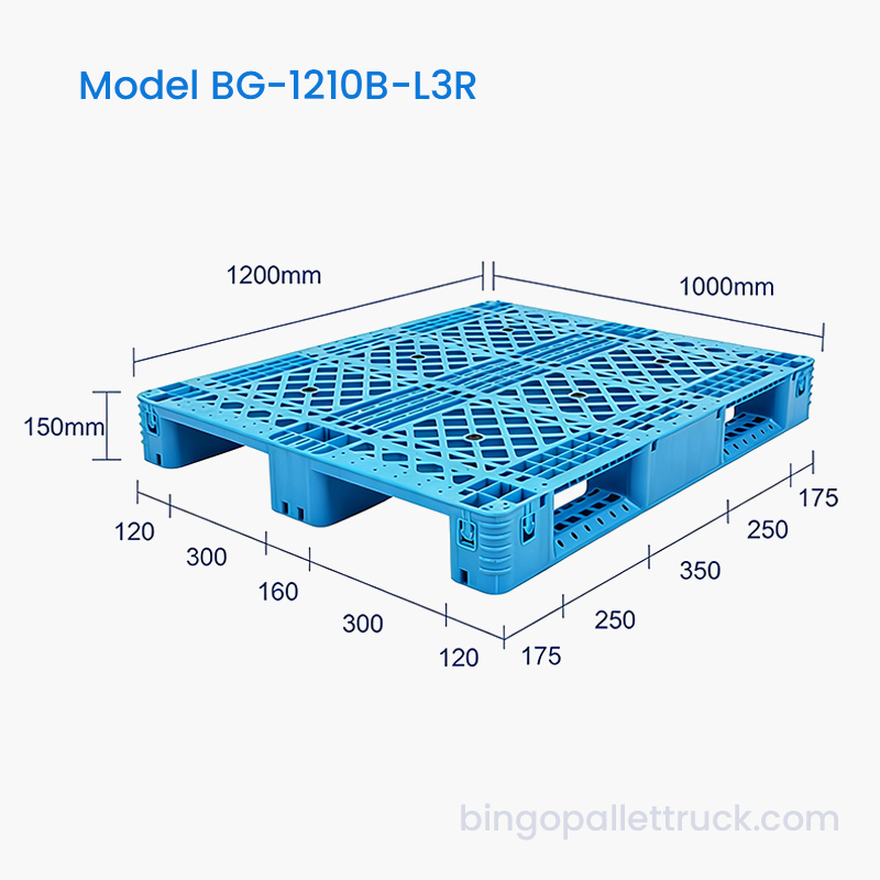 1200x1000 mm-es műanyag raklap acél megerősítéssel raktározáshoz