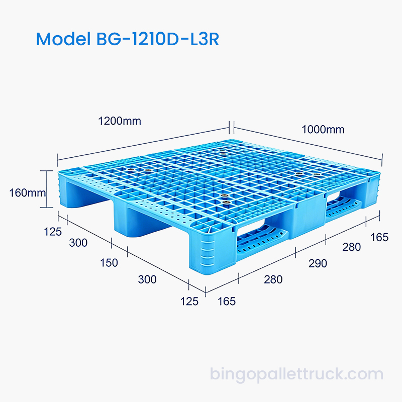 1200x1000mm 3 futószalagos acél erősítésű műanyag raklap