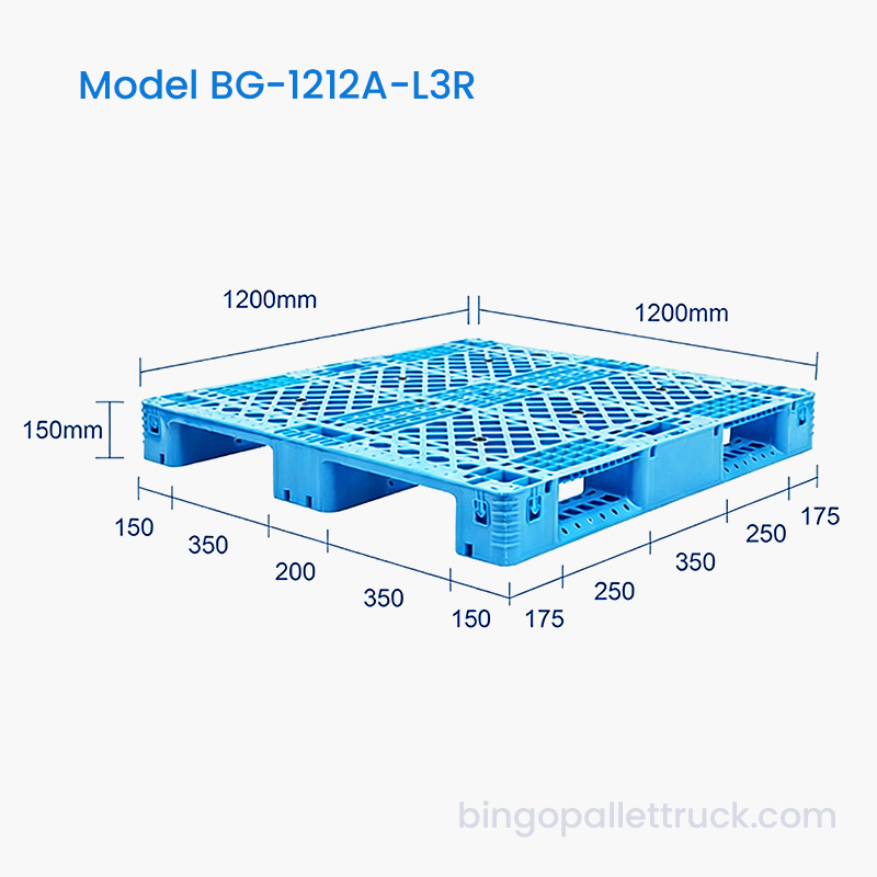 Költséghatékony 1200x1200 mm-es 3 futós raklap acélrudakkal és megbízható teherbírással