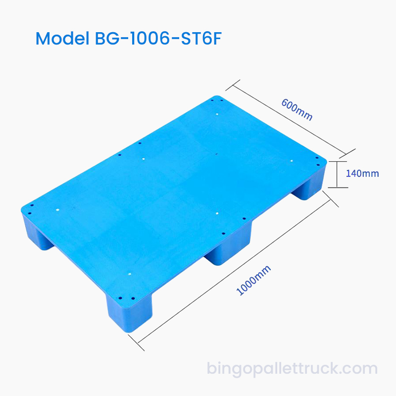 1000x600 mm-es tömör tetejű műanyag raklap hat lábos stílus logisztikához