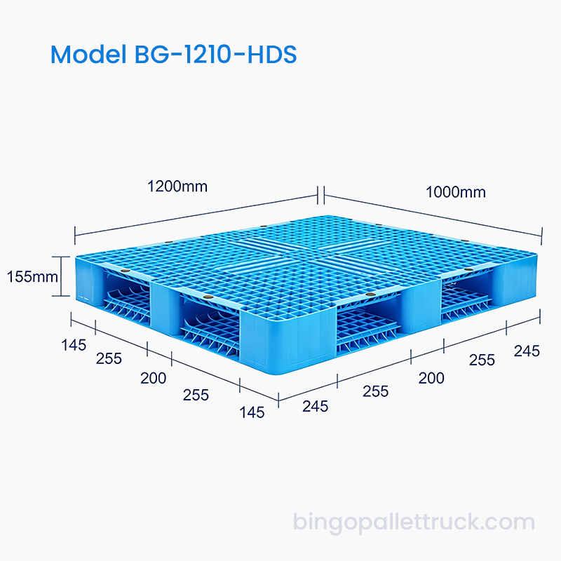 1200x1000 mm-es kétoldalas műanyag raklap nehéz logisztikához