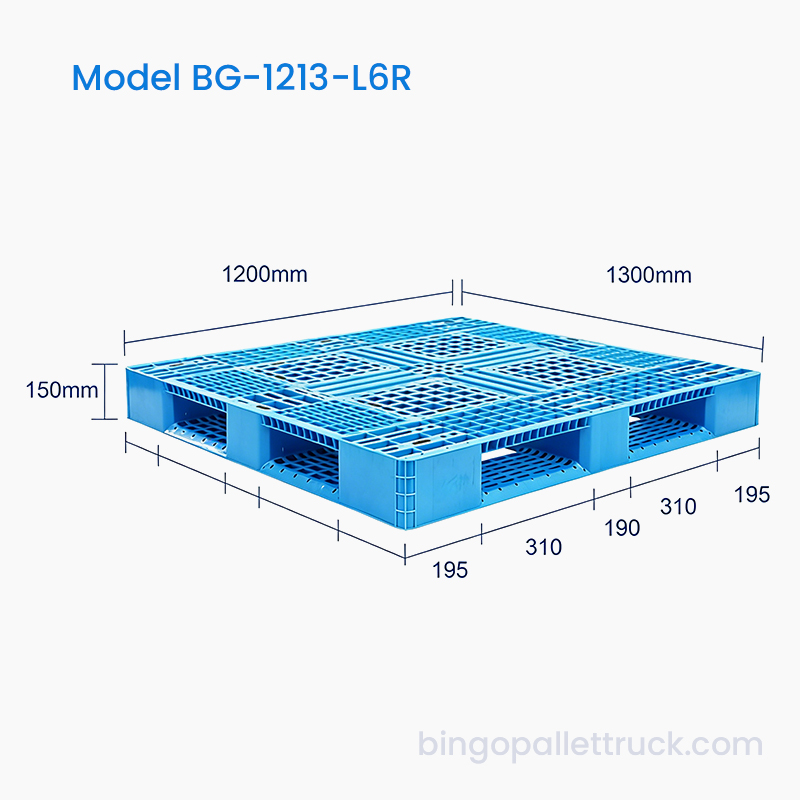 1200x1300mm könnyű, hat futóműves műanyag raklap