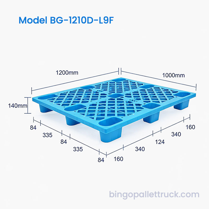 1200x1000 mm-es műanyag raklap csúszásgátló rácsfelülettel a logisztika számára